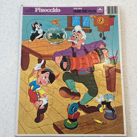 Vintage Disney Golden Frame Tray Puzzles Mickey Mouse & Pinocchio - Picture 7 of 15